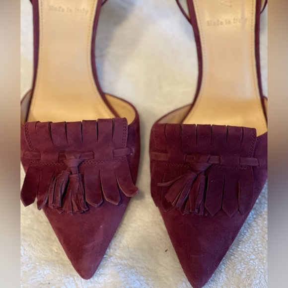 J.Crew Women’s 8 Burgundy Suede Pointy Tassel Kilted Heels Dress Pumps - Picture 4 of 6